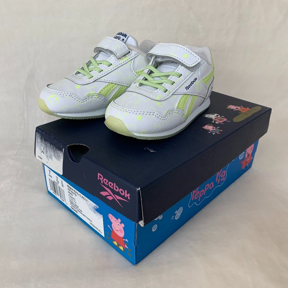 NIB! Reebok x Peppa Pig Kids Sneakers, Size 7, Glow in the Dark Design